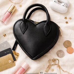 Black Heart Mini Bag Coin Purse | Cards • Lip Gloss • Keys